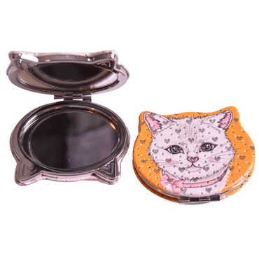 Cute Animals Themed Custom Printed Cat Shape Pocket Mirror - Myros