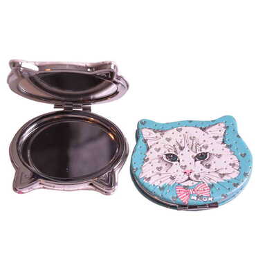 Cute Animals Themed Custom Printed Cat Shape Pocket Mirror - 2