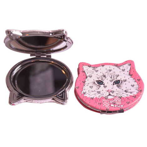 Cute Animals Themed Custom Printed Cat Shape Pocket Mirror - 3