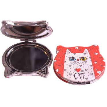 Cute Animals Themed Custom Printed Cat Shape Pocket Mirror - 5