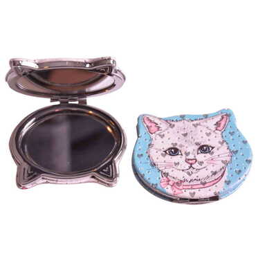 Cute Animals Themed Custom Printed Cat Shape Pocket Mirror - 7