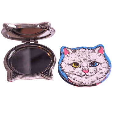 Cute Animals Themed Custom Printed Cat Shape Pocket Mirror - 8