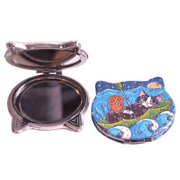 Cute Animals Themed Custom Printed Cat Shape Pocket Mirror - 9