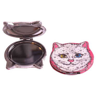 Cute Animals Themed Custom Printed Cat Shape Pocket Mirror - 11