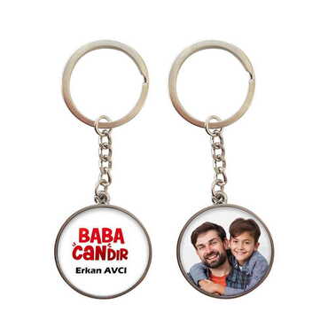 Dad Themed Metal Double Face Round Keychain 40x95 mm - 2