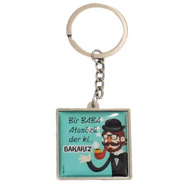 Dad Themed Metal Square Shaped Double Face Keychain 36x95 mm - 4