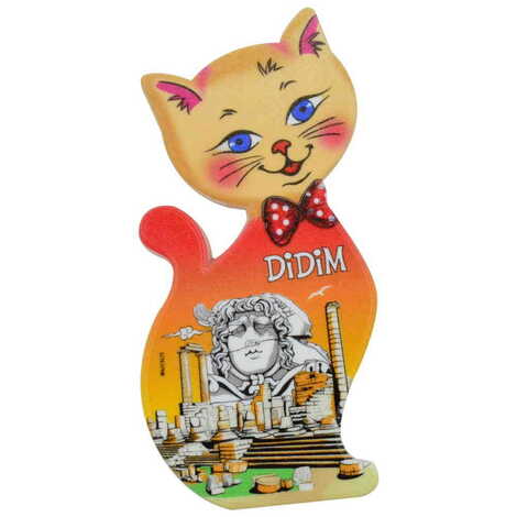 Toptan Didim Temalı Uv Baskılı Kedi Şekilli Magnet 43x87 mm - 6