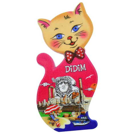 Toptan Didim Temalı Uv Baskılı Kedi Şekilli Magnet 43x87 mm - 7