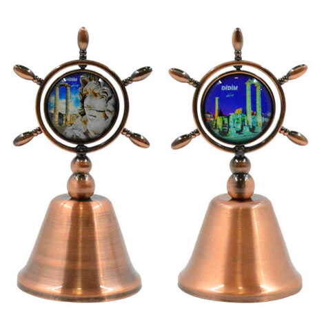 Didim Themed Collectible Souvenir Double Face Metal Spinner Rudder Bell - Bronze Color - 3