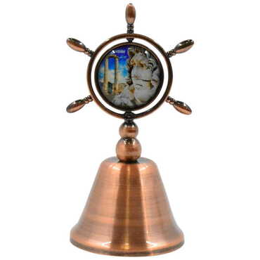 Didim Themed Collectible Souvenir Double Face Metal Spinner Rudder Bell - Bronze Color - 4