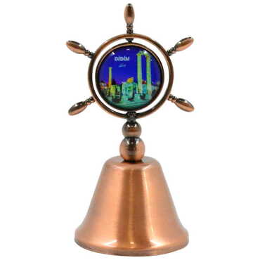 Didim Themed Collectible Souvenir Double Face Metal Spinner Rudder Bell - Bronze Color - 5