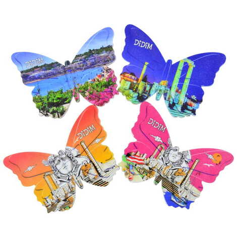 Didim Themed Customised UV Printed Plastic Base Butterfly Shaped Fridge Magnet 80x58 mm - 3