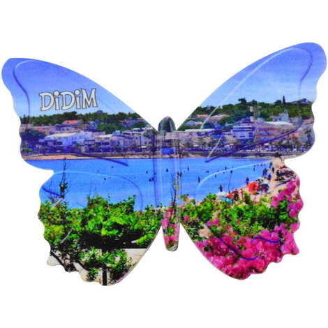 Didim Themed Customised UV Printed Plastic Base Butterfly Shaped Fridge Magnet 80x58 mm - 5