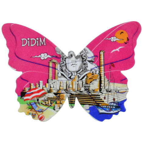 Didim Themed Customised UV Printed Plastic Base Butterfly Shaped Fridge Magnet 80x58 mm - 7