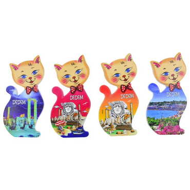 Didim Themed Customised UV Printed Plastic Base Cat Shaped Fridge Magnet 43x87 mm - 3