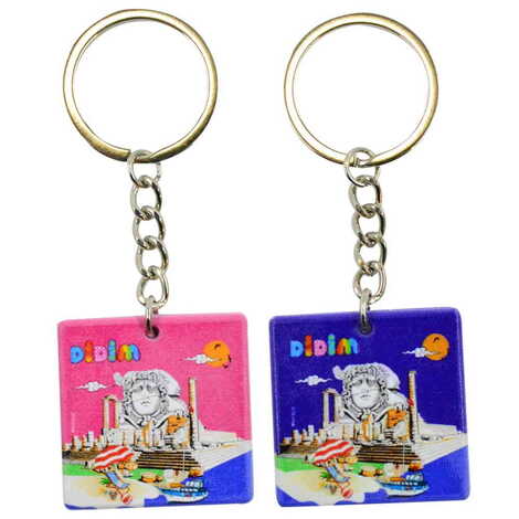 Didim Themed Customised Uv Printed Plastic Base Round Keyring 40x108 mm - 2