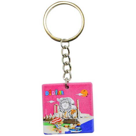 Didim Themed Customised Uv Printed Plastic Base Round Keyring 40x108 mm - 4