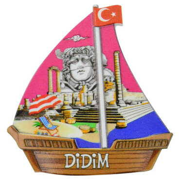 Didim Themed Customised UV Printed Plastic Base Sail Ship Shaped Fridge Magnet 77x80 mm - 4