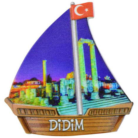 Didim Themed Customised UV Printed Plastic Base Sail Ship Shaped Fridge Magnet 77x80 mm - 5