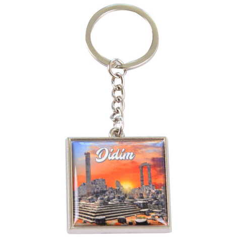 Didim Themed Metal Square Shaped Double Face Keychain 36x95 mm - 4