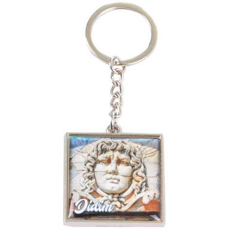 Didim Themed Metal Square Shaped Double Face Keychain 36x95 mm - 5