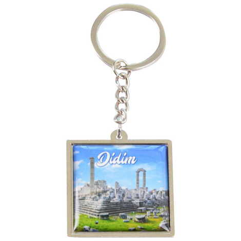 Didim Themed Metal Square Shaped Double Face Keychain 36x95 mm - 6