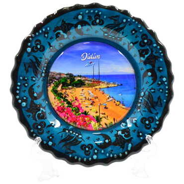 Didim Themed Turkish Ceramic Plate With Epoxy 12 Cm - 5