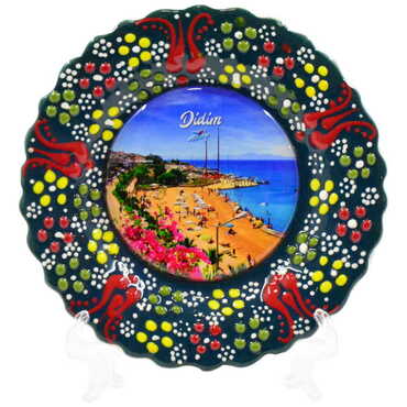 Didim Themed Turkish Ceramic Plate With Epoxy 12 Cm - 7