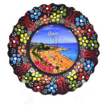 Didim Themed Turkish Ceramic Plate With Epoxy 12 Cm - 10