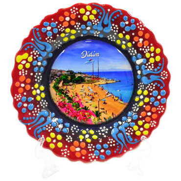 Didim Themed Turkish Ceramic Plate With Epoxy 18 Cm - 5