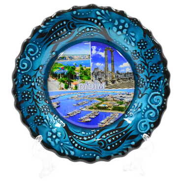 Didim Themed Turkish Ceramic Plate With Epoxy 18 Cm - 7