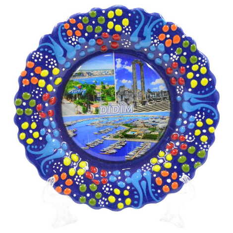 Didim Themed Turkish Ceramic Plate With Epoxy 18 Cm - 8