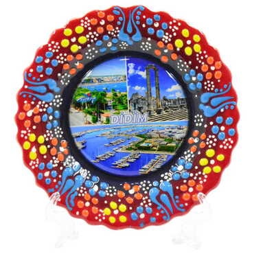 Didim Themed Turkish Ceramic Plate With Epoxy 18 Cm - 10