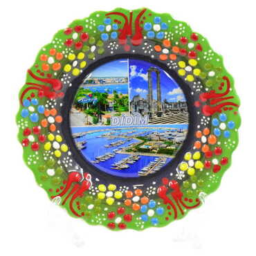 Didim Themed Turkish Ceramic Plate With Epoxy 18 Cm - 11