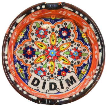 Didim Themed Turkish Ceramic Special Relief Ashtray Small Size - 5