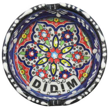 Didim Themed Turkish Ceramic Special Relief Ashtray Small Size - 6