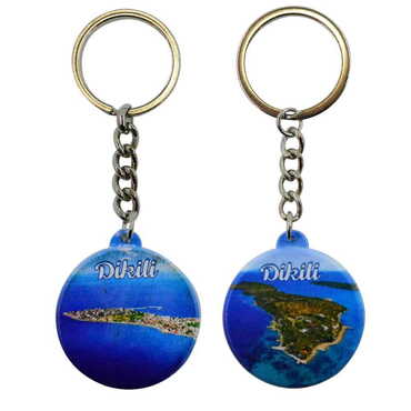 Dikili Themed Customised UV Printed Plastic Base Square Keyring 38x100 mm - 2