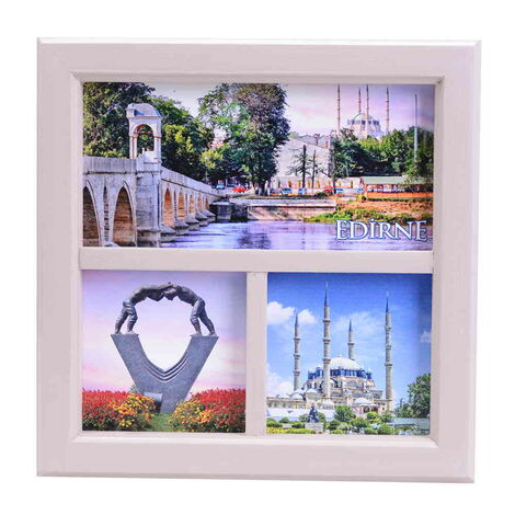 Toptan Edirne Temalı Ahşap Üçlü Çerçeve 210x210 mm - 2