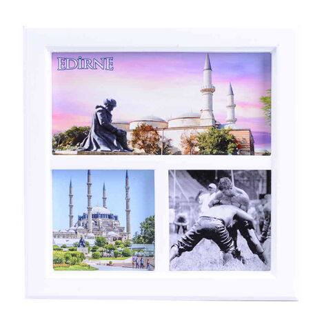 Toptan Edirne Temalı Ahşap Üçlü Çerçeve 210x210 mm - 3