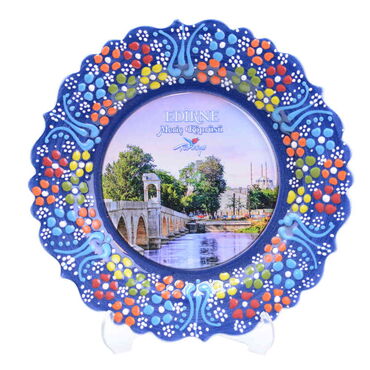 Toptan Edirne Temalı Çini Myros Resim Tabak 18 cm - 14