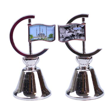 Edirne Themed Collectible Souvenir Double Face Metal Spinner Flag Bell 44x96 mm - 2