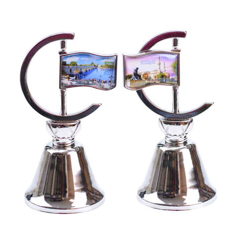 Edirne Themed Collectible Souvenir Double Face Metal Spinner Flag Bell 44x96 mm - 4