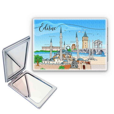 Edirne Themed Customised Uv Printed Rectangle Compact Mirror 85x62x11 mm - 11