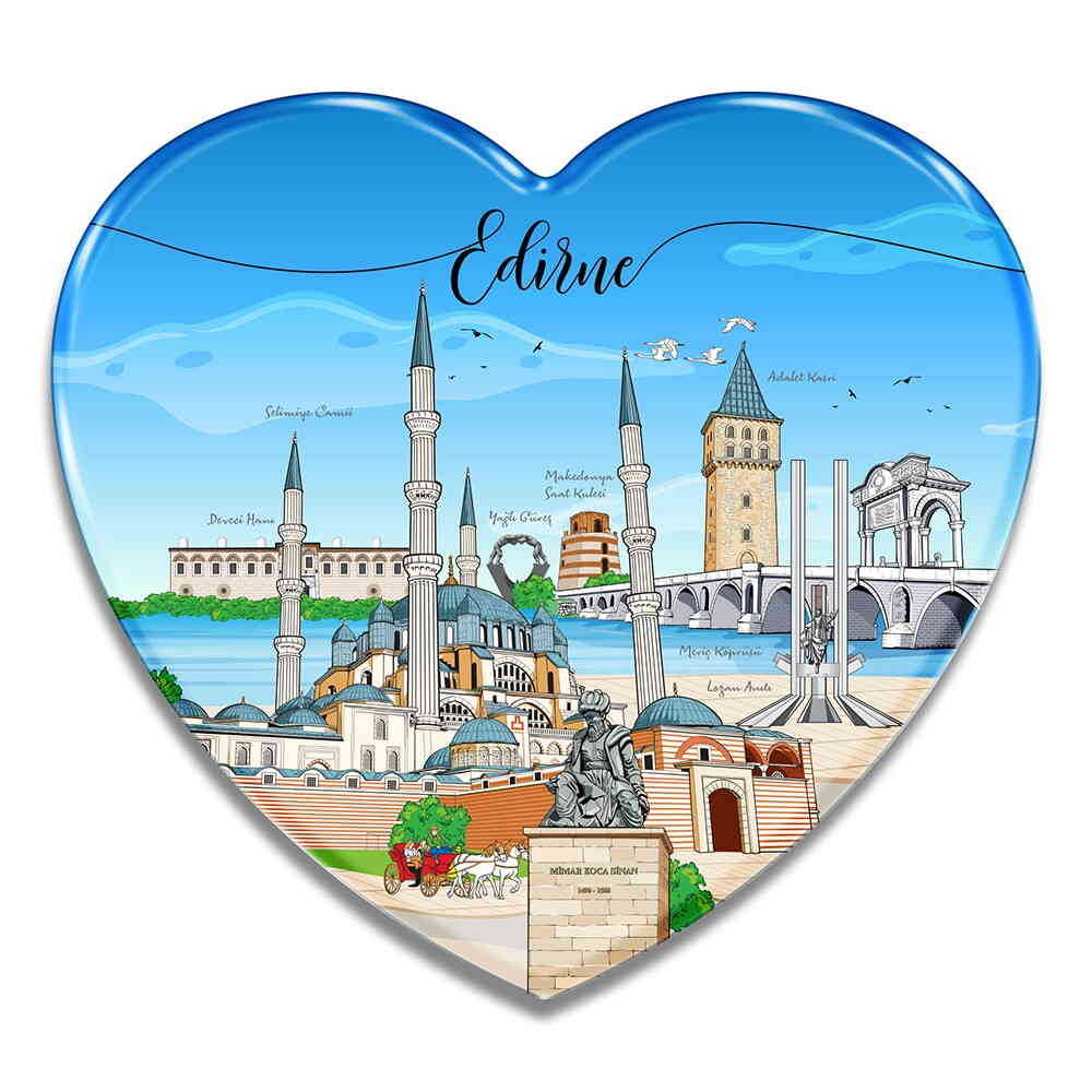 Buy Edirne Themed Epoxy Dome Heart Souvenir Fridge Magnet 65x60 mm - Myros