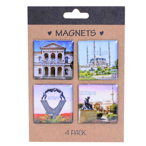 Edirne Themed Epoxy Dome Souvenir Fridge Magnet Set of 4 pcs 40x40 mm each - 2