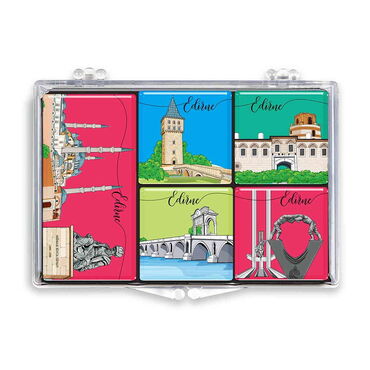 Edirne Themed Epoxy Dome Souvenir Fridge Magnet Set of 5 pcs - 3