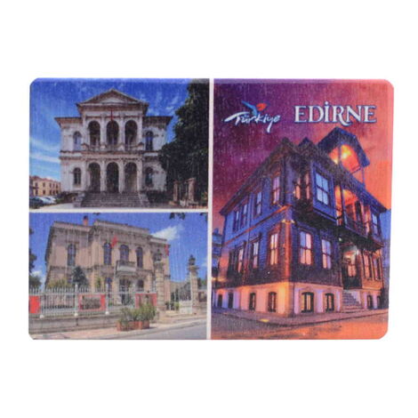 Edirne Themed Wooden Uv Printed Souvenir Fridge Magnet 93x68 mm - 5