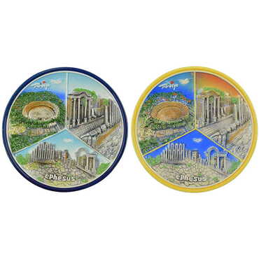 Ephesus Themed Ceramic Blue Plate 15 Cm - 3