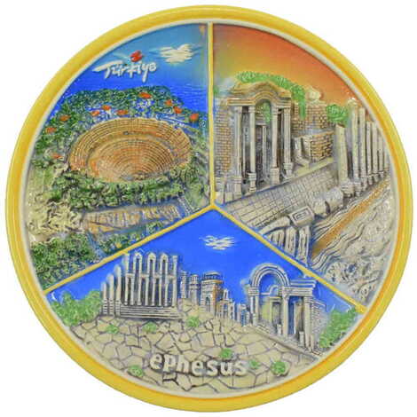 Ephesus Themed Ceramic Blue Plate 15 Cm - 5