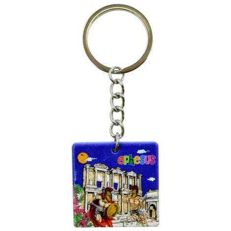 Ephesus Themed Customised Uv Printed Plastic Base Round Keyring 40x108 mm - 3